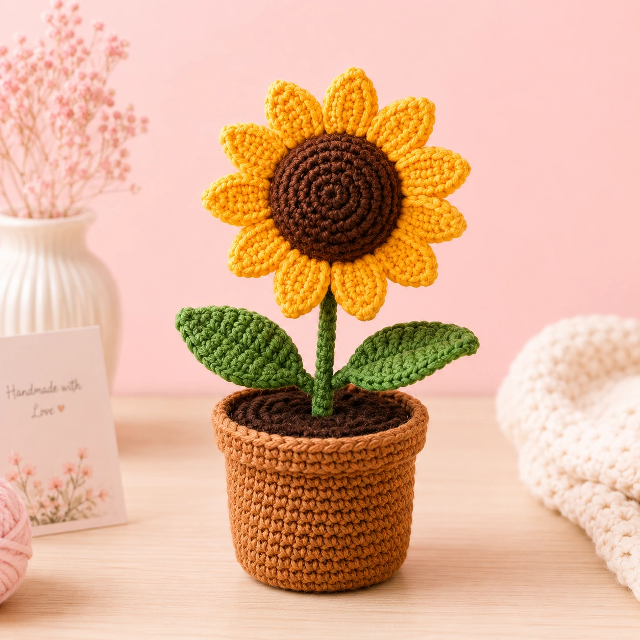 Crochet Sunflower Pot