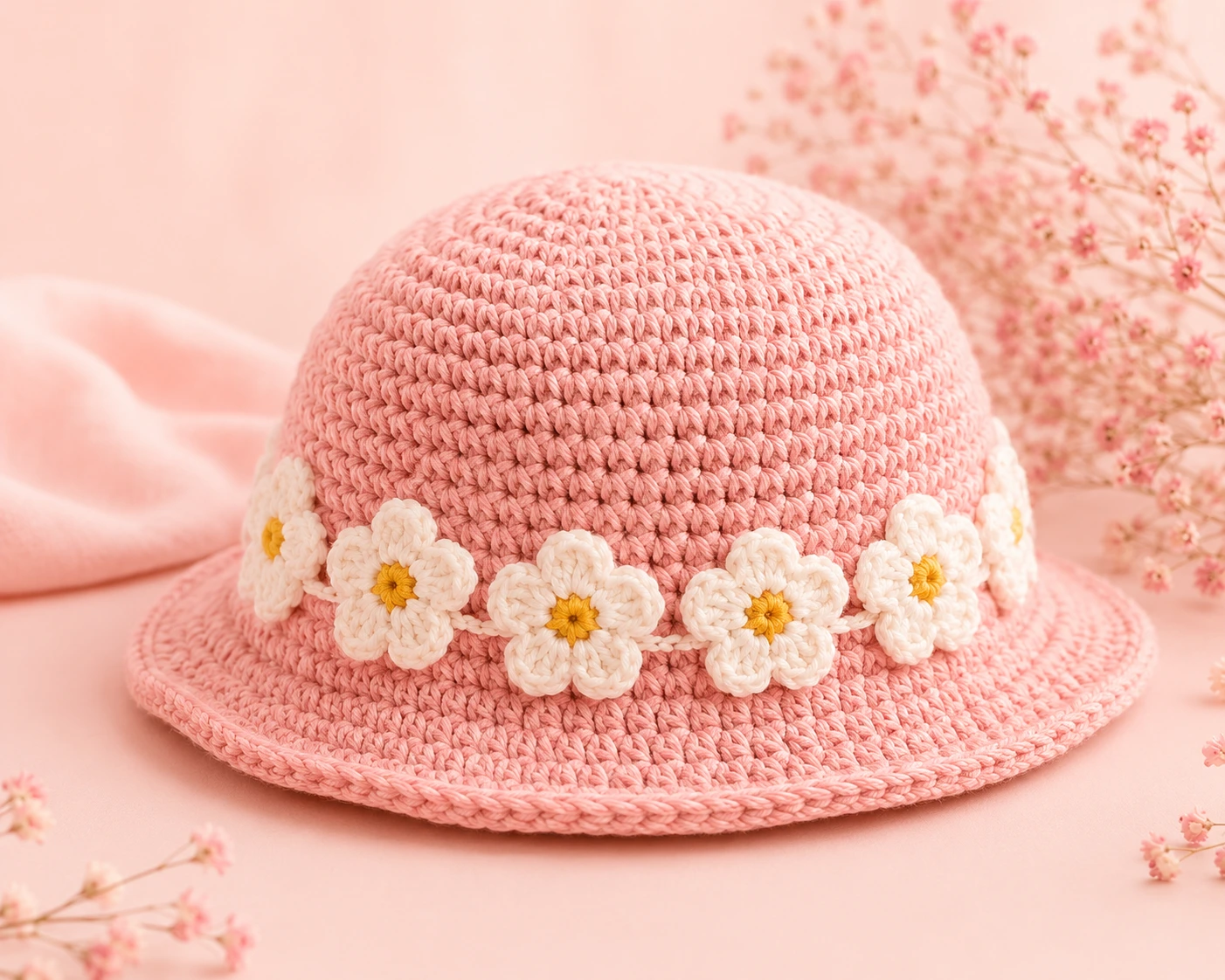 Crochet Flower Bucket Hat