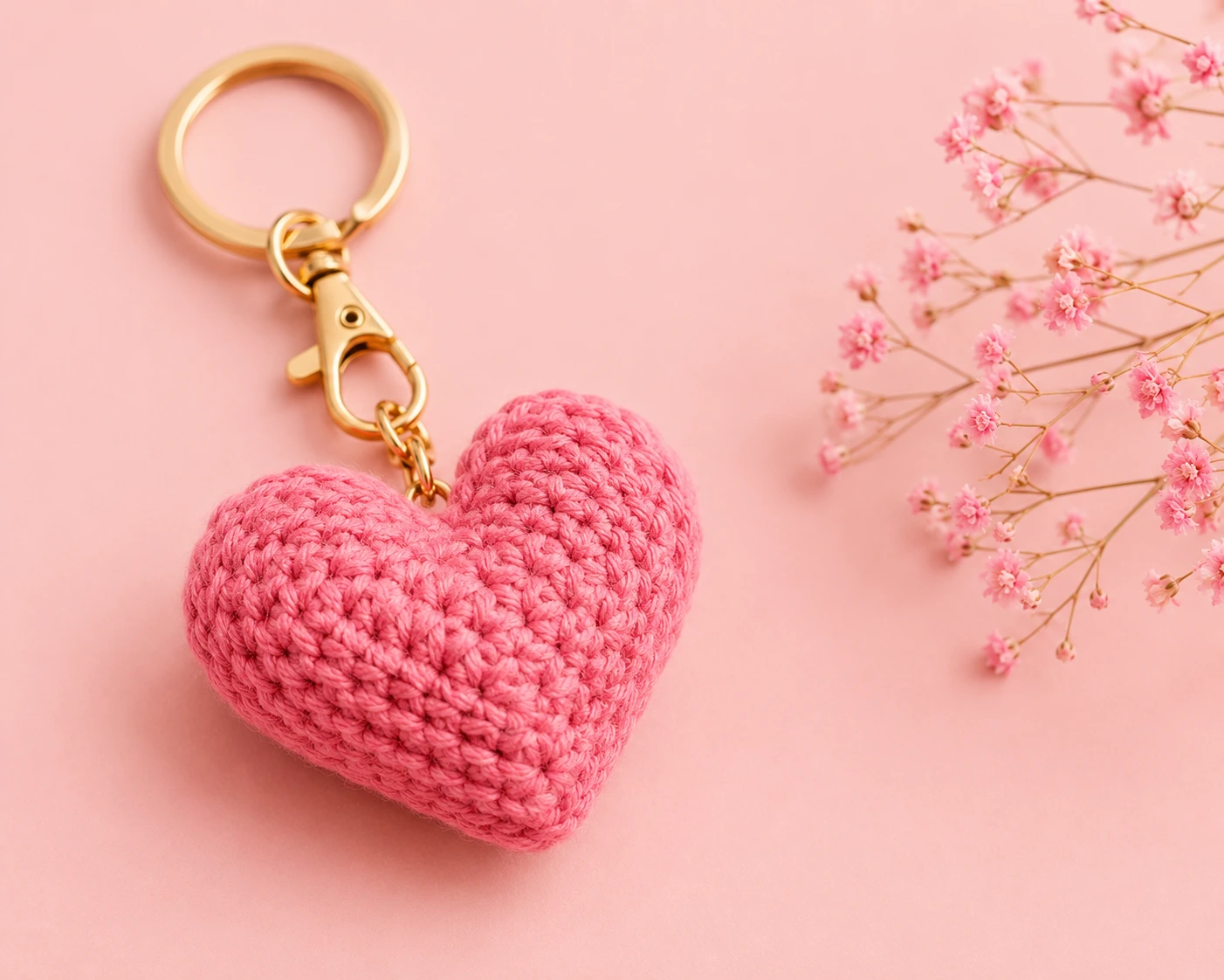 Crochet Heart Keychain