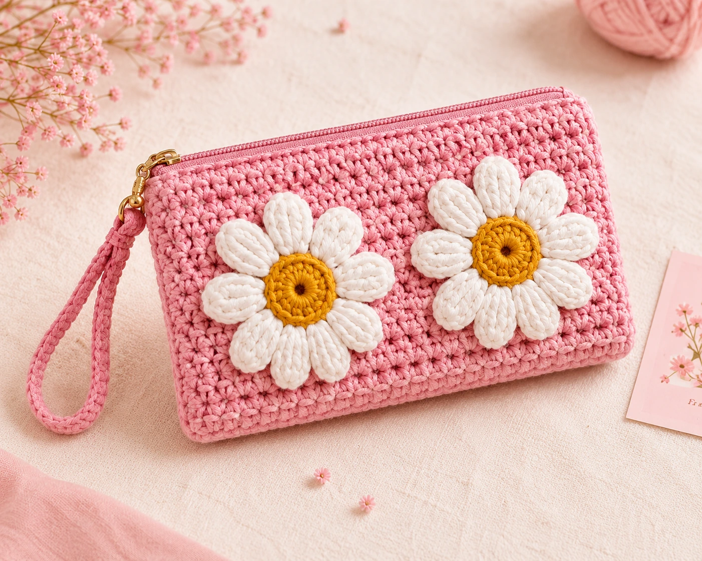 Crochet Daisy Pouch